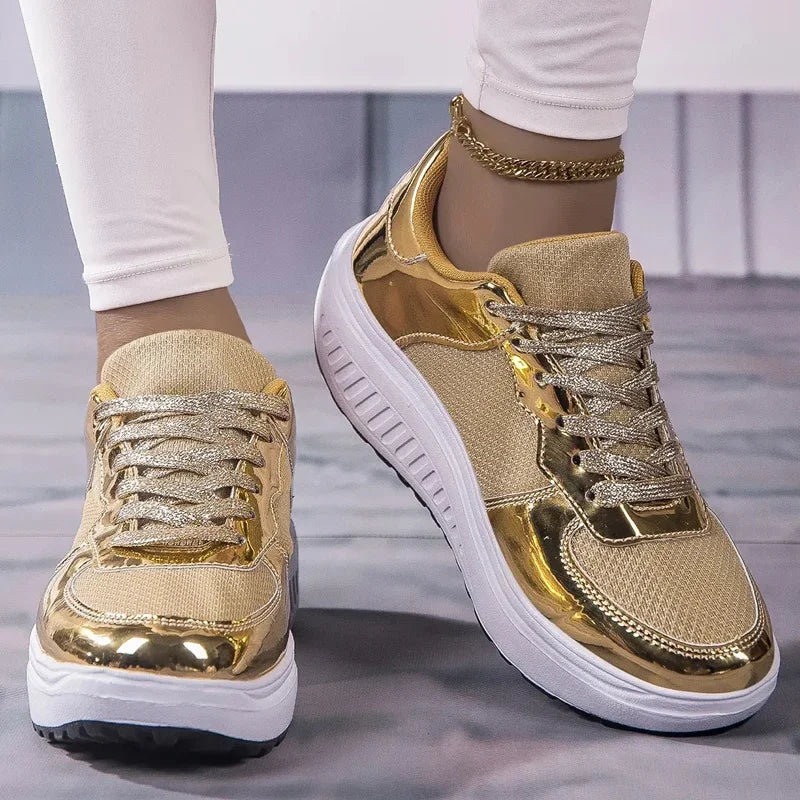Women's Shoes Flat Anti Slip Outdoor Walking Shoes for Women Sneakers Womens Wedge Sneakers Casual Thick-soled Vulcanized Shoes