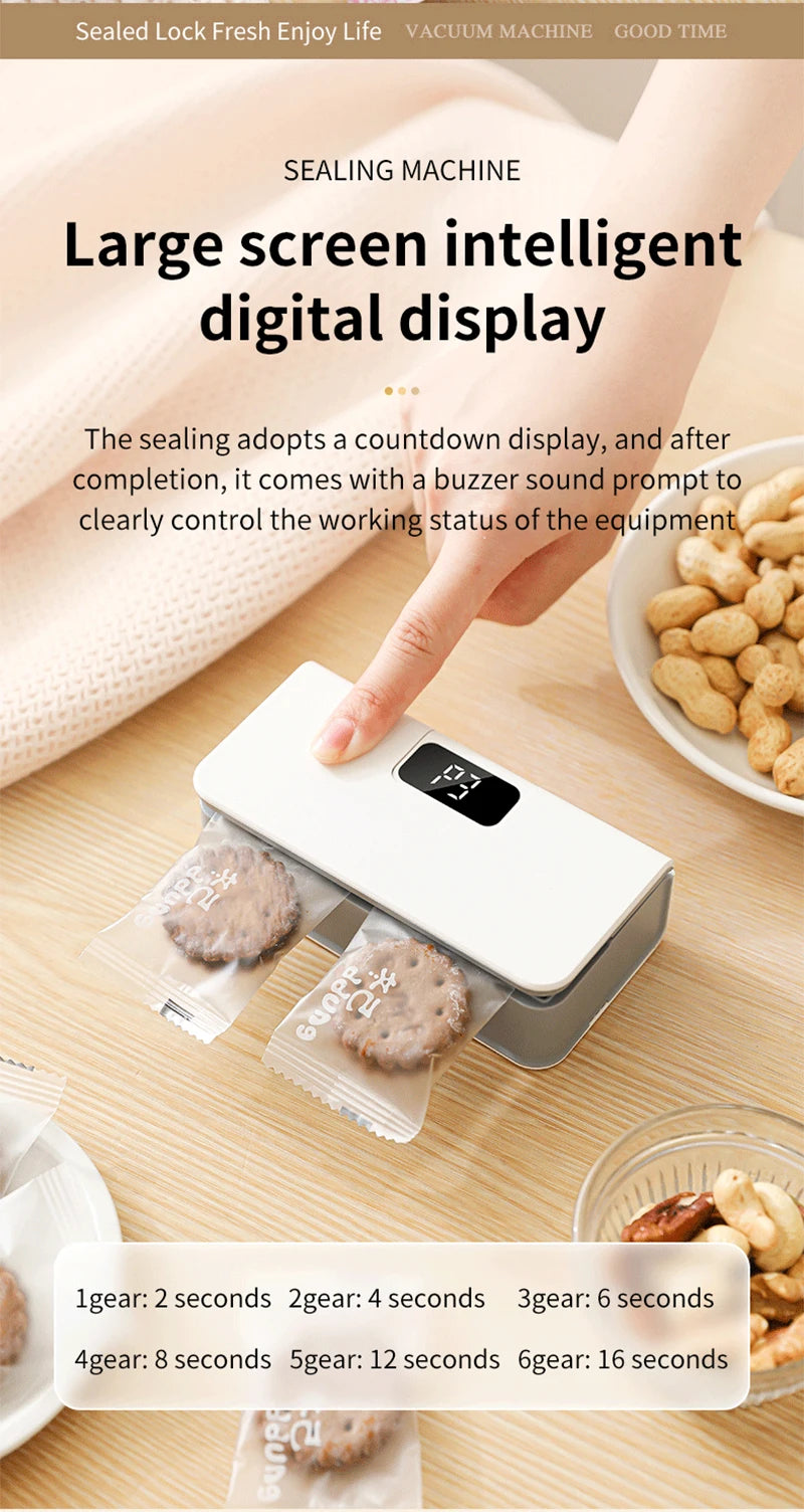 Mini Heat Bag Sealing USB Plastic Bags Sealer Machine 2 in 1 Handheld Food Package Bags Sealer With 6 Gear LED Display