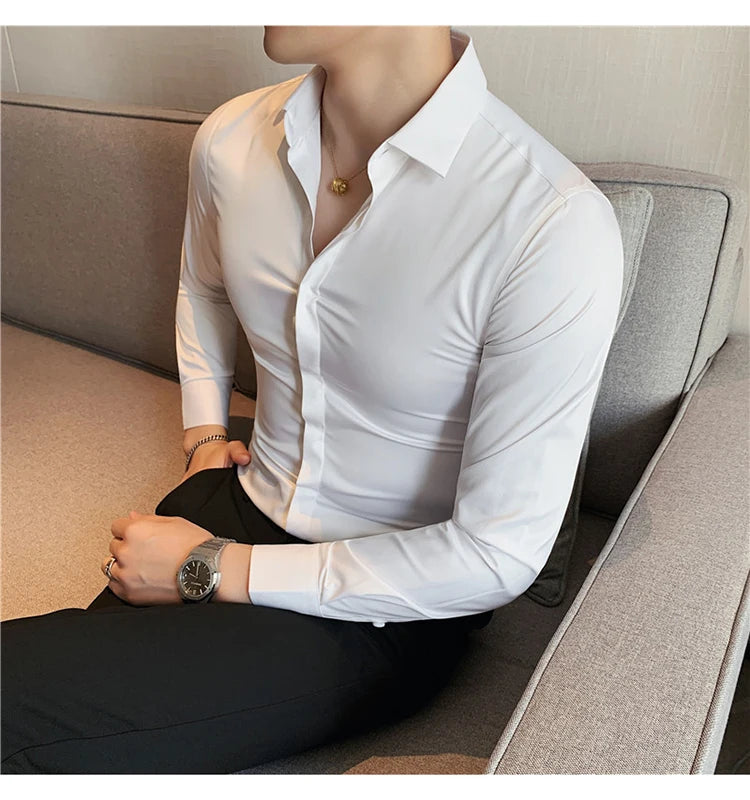 8Farben SlimFit Langarmhemd - Gr. M-L, Feiner Stoff