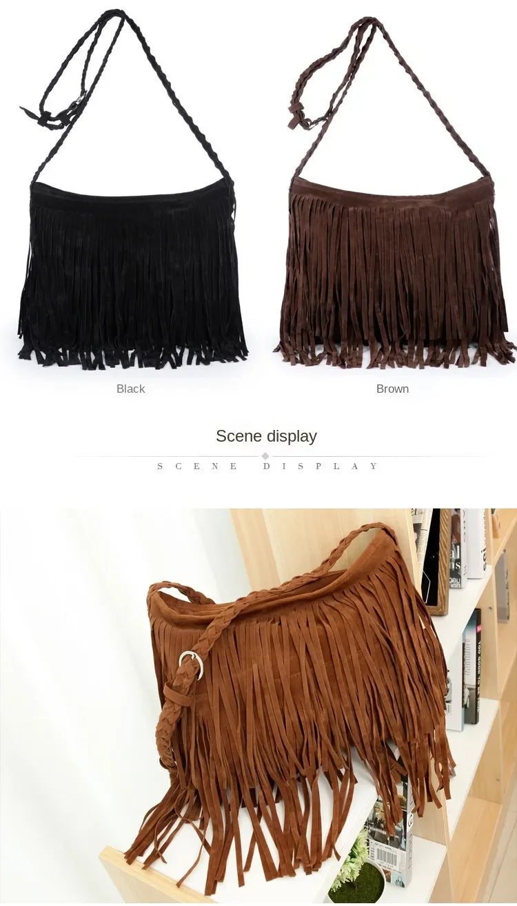 Luxus Crossbody Quasten - Einfarbig Handyfach 25x15cm