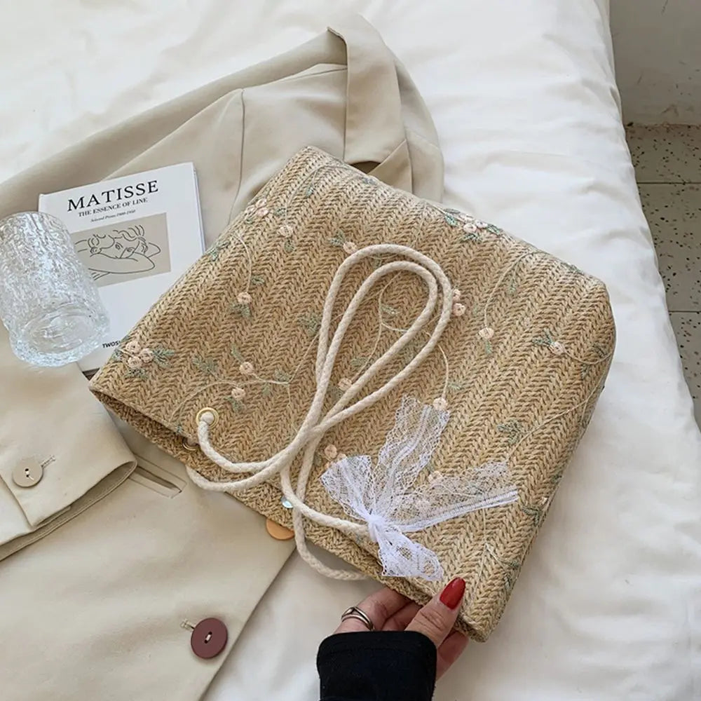 Beach Woven Large Capacity Tote Shoulder Bag Handbags Straw Bags