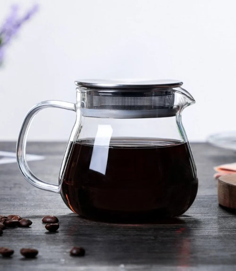 Aihogard Glas Kaffeekanne Hitzebeständig - 450ml Filter