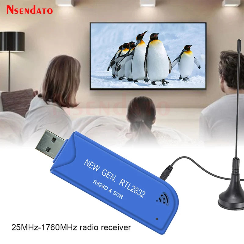 Digital USB 2.0 TV Stick Tuner RTL2832U R828D SDR RTL A300U 25MHz-1760MHz FM TV Receiver Frequency Tuner Dongle with Antenna