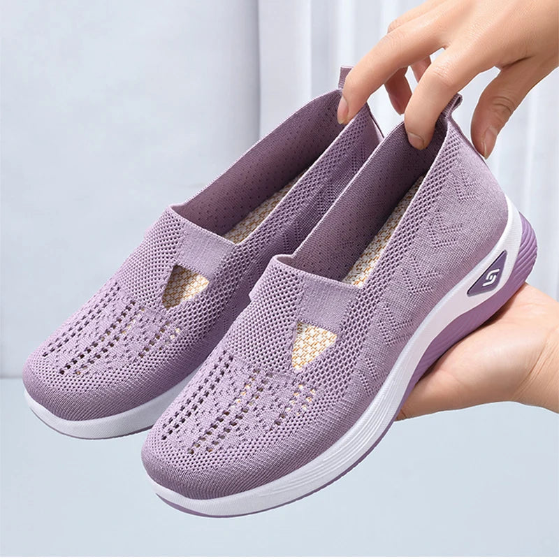 Women Wedges Sneakers High Quality Shoes Slip On Flats Men Loafers Breathable Mesh Running Sneakers Ladies Sport Shoes