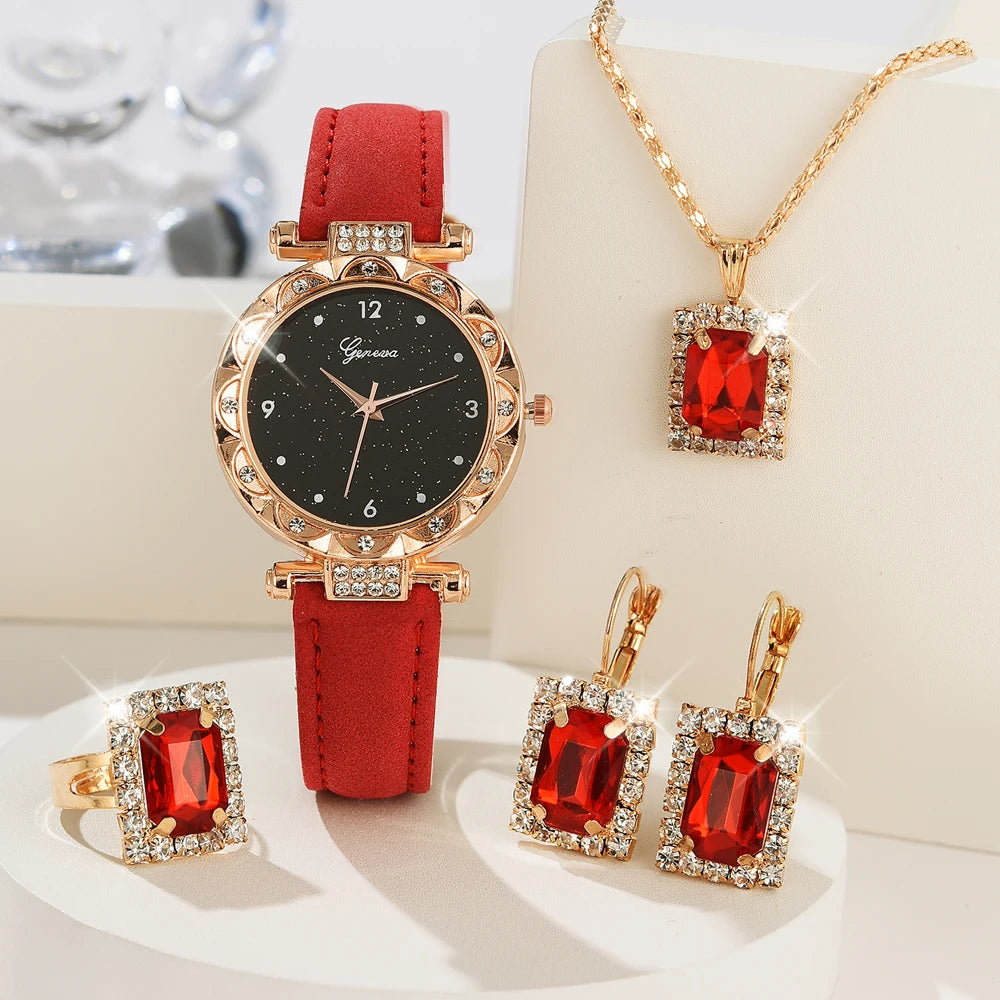 Frauen Uhren 5 Stück Set 2025 - Luxus Strass Frauen Fashion Elegant - Armbanduhr Quarz Uhr Mädchen Armband Geschenk