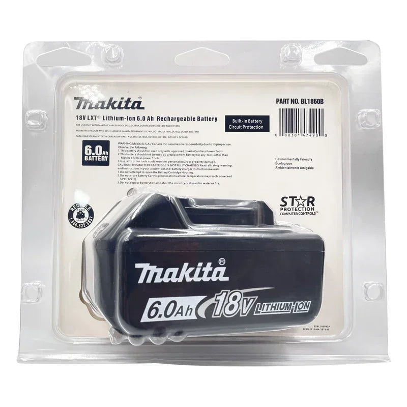 Original Makita Original18V 6Ah Li-ion Battery for BL1830B BL1840 BL1850 BL1860 Fast Charge, CE/RoHS Certified, Safe & Durable