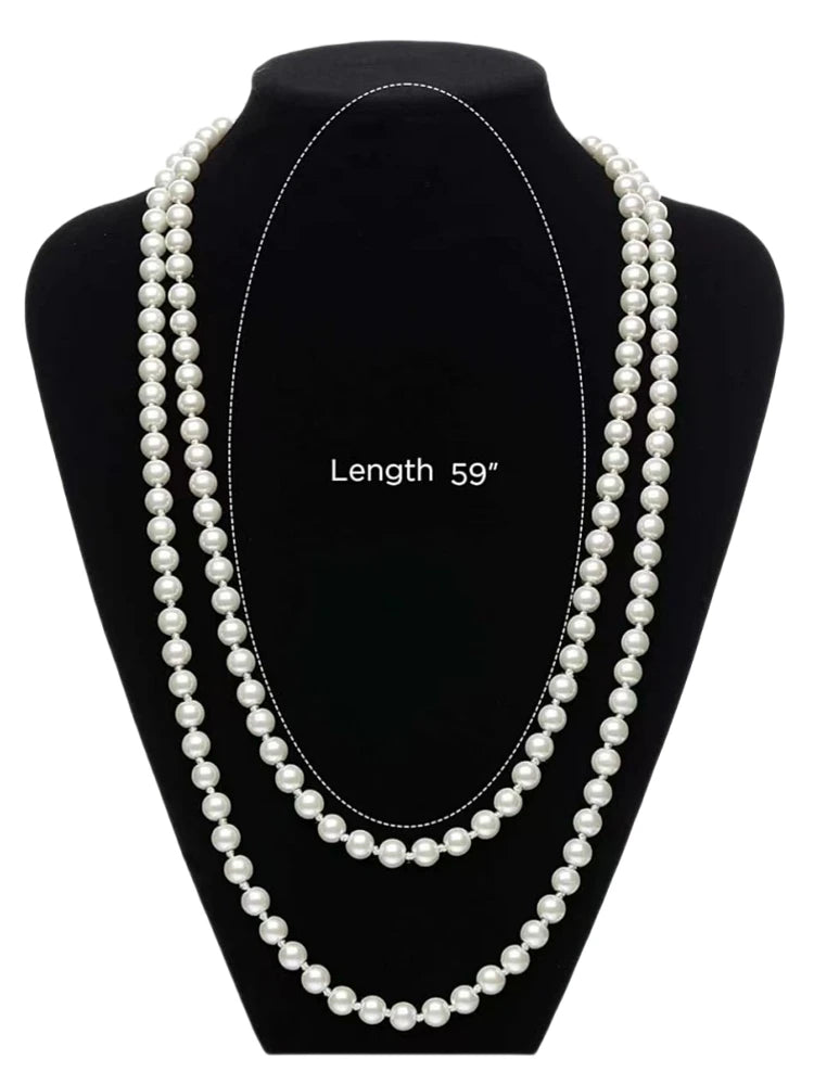 Fashion Faux Pearls Pendants 1920s Beads Cluster Long Pearl Necklace for Costume Women Party Jewelry 59" Gatsby Accessories