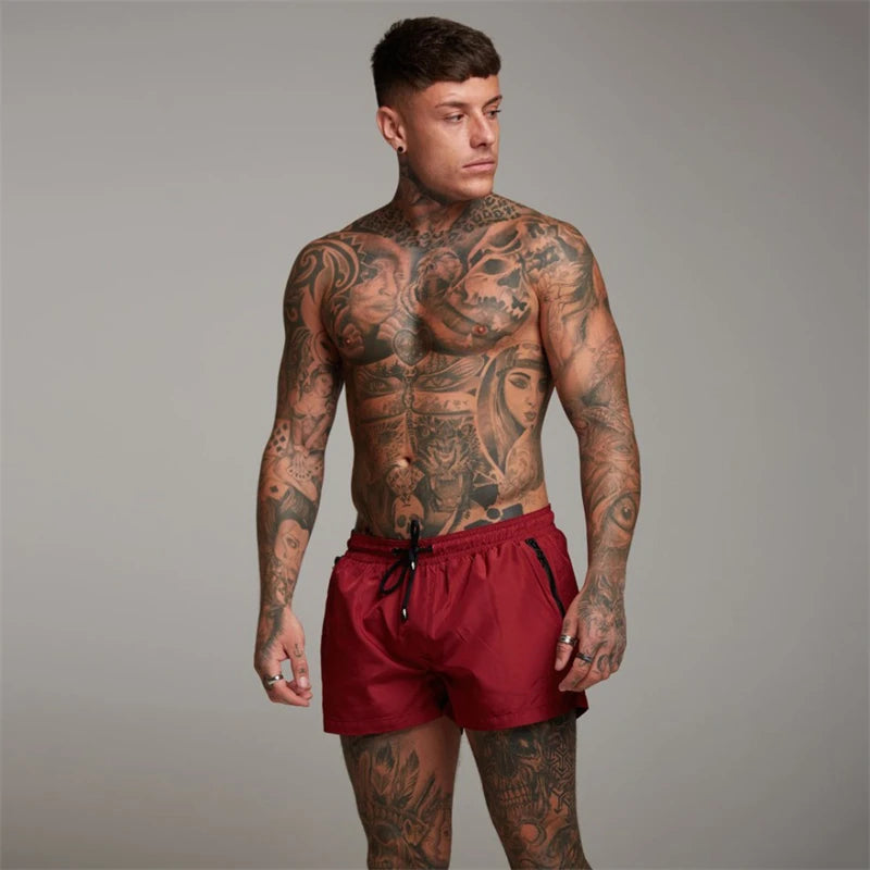 Herren Schwimmhose 2025 - Reißverschluss-Taschen Mesh-Futter Schnelltrocknend Board Shorts