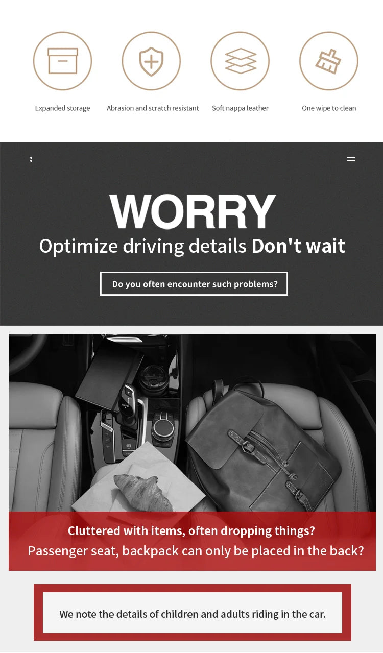 Auto scaun mijloc depozitare geantă PU piele auto cotiera agățat organizator multifuncțional geantă de mână suport Net buzunar ceașcă țesuturi depozitare