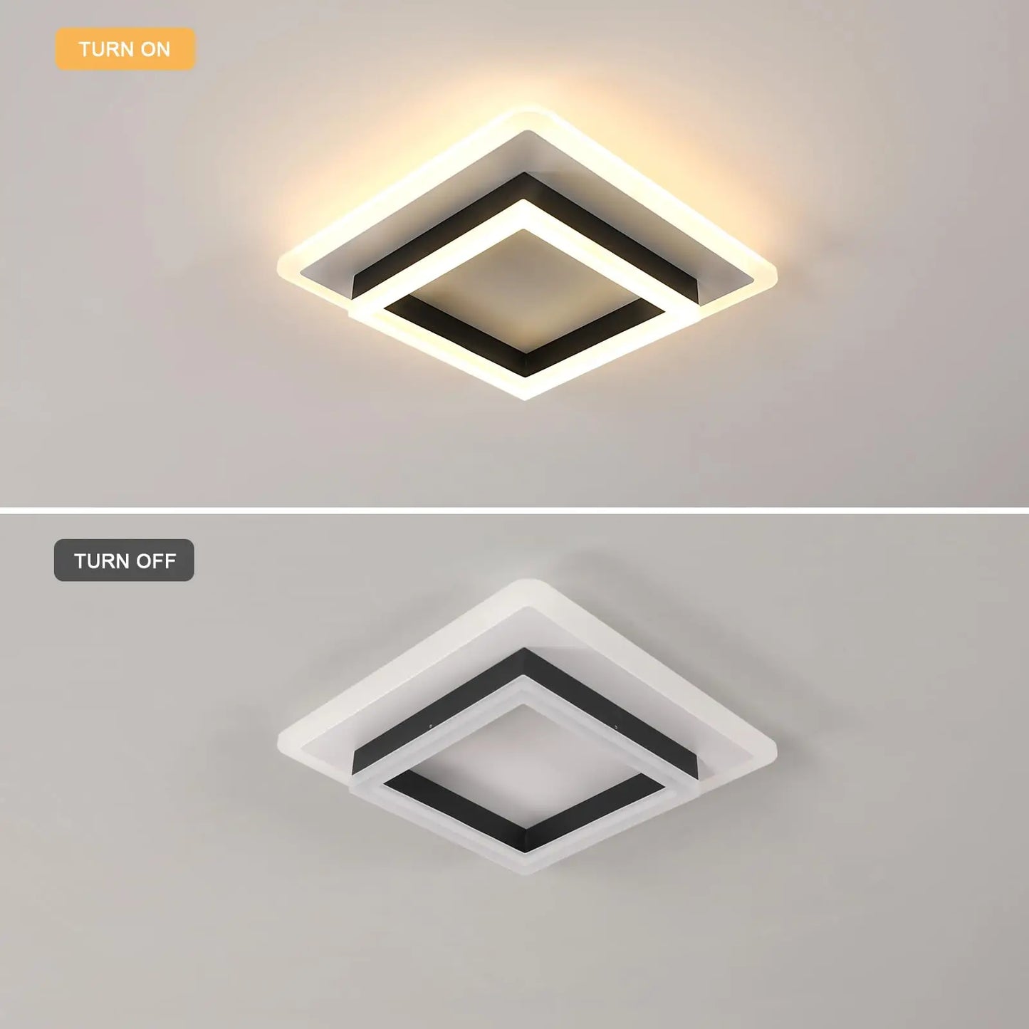 LED Ceiling Light, 30W 3500LM Modern LED Ceiling Light Fixture, Square Black Ceiling Lamp for Bedroom Living Room Kitchen Hallwa