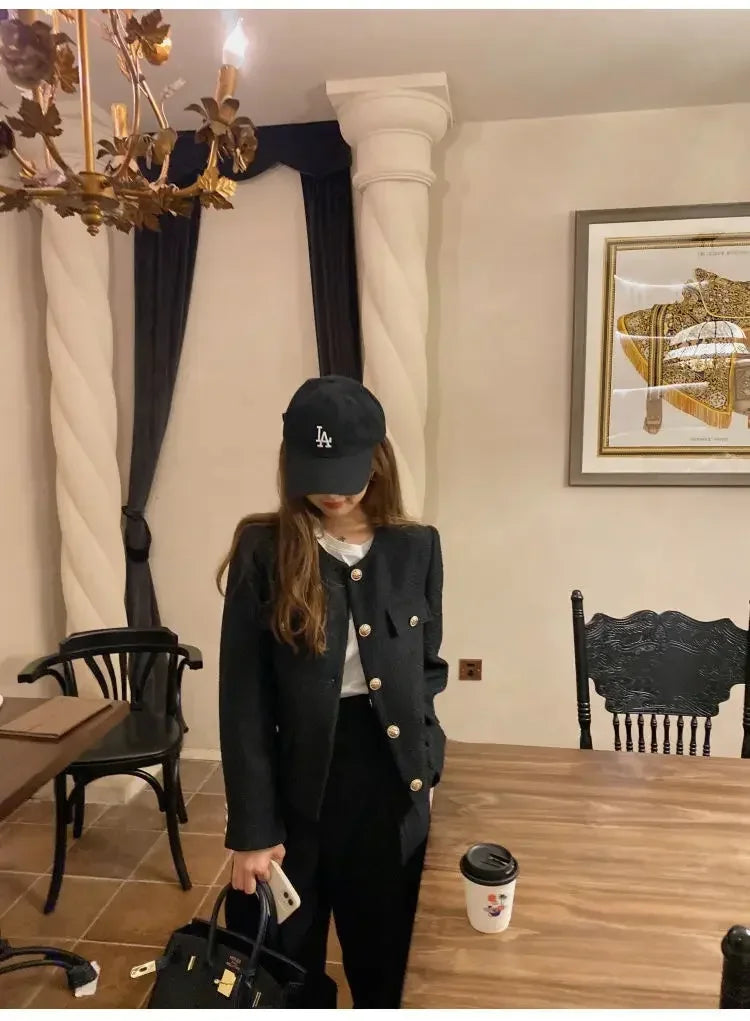 Koreanische Mäntel Tweed Mantel Wolle - Kurz S-XL, 600g