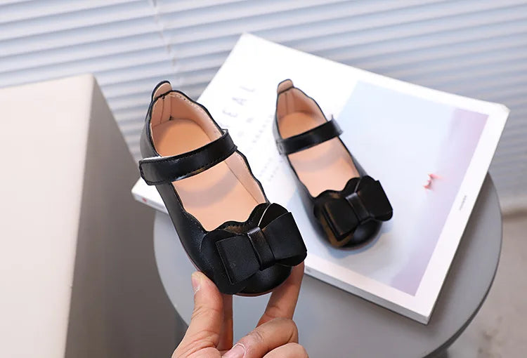 Mädchen-Schuhe 2025: Girls-Bow Leather Children's-Fashion - Casual Flat Collection