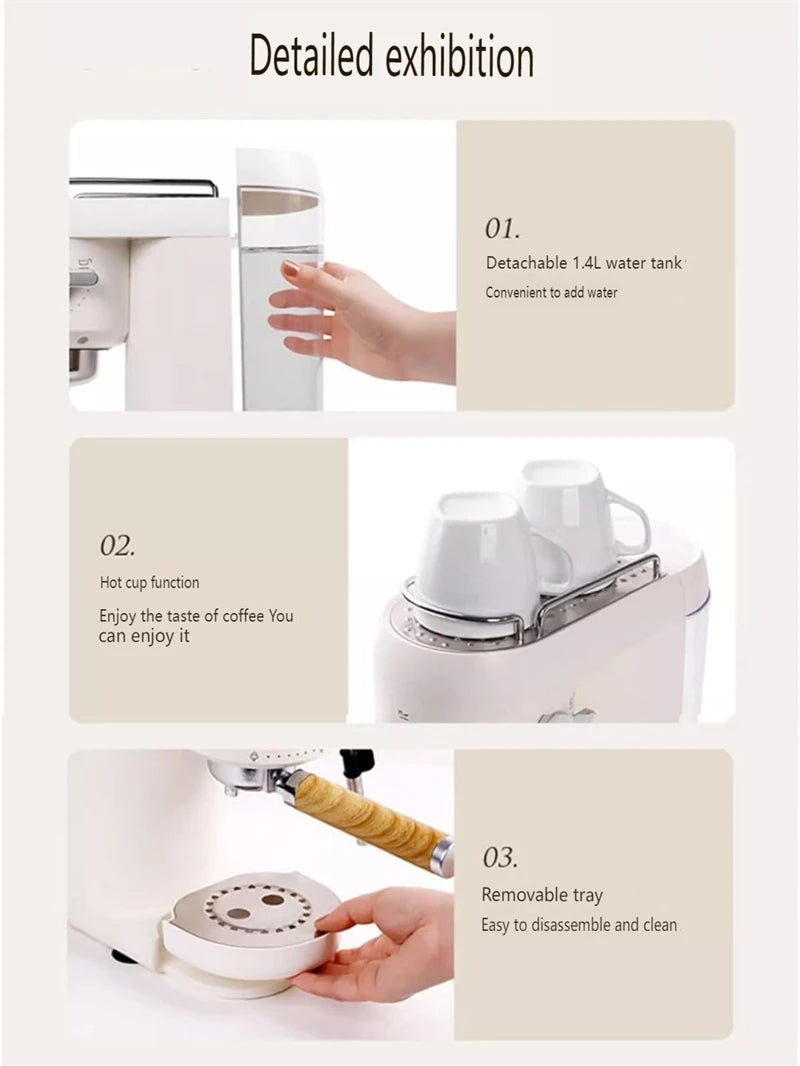 Professional Espresso Coffee Maker Electric Italian Coffee Machine 15 Bar Automatic milk frother Cappuccino Latte Espresso maker