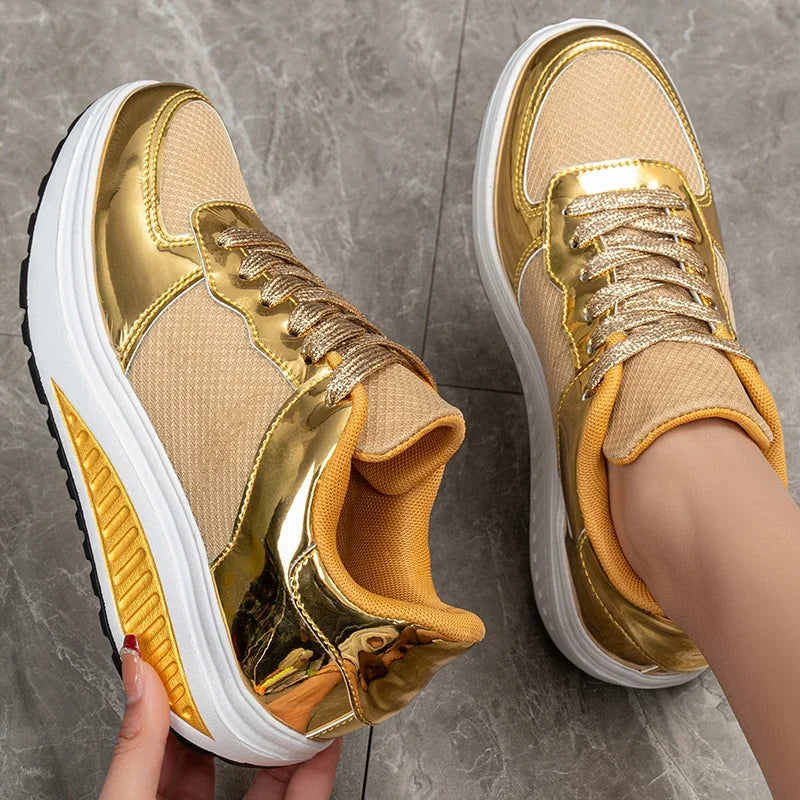 Women's Shoes Flat Anti Slip Outdoor Walking Shoes for Women Sneakers Womens Wedge Sneakers Casual Thick-soled Vulcanized Shoes