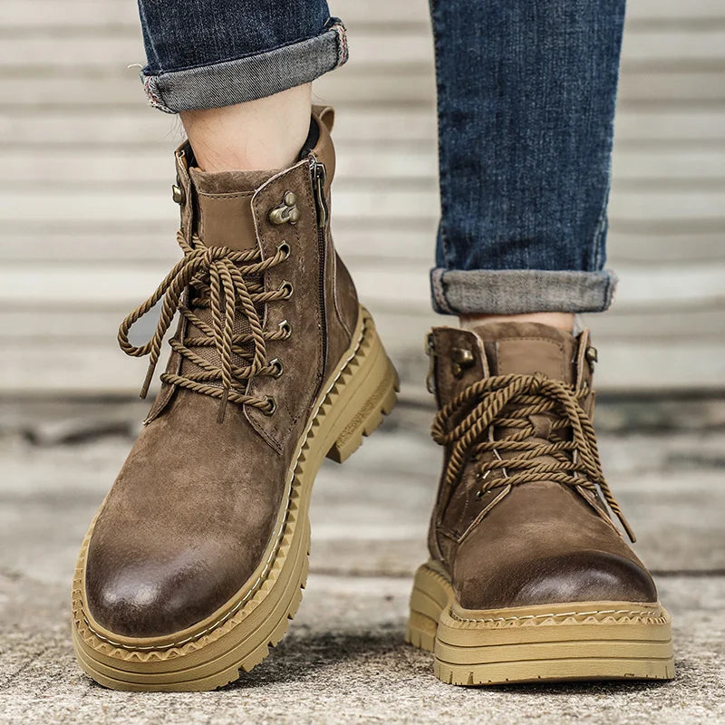 YeinshaarsCN Suede Leder High-Top - Größe Knöchel Rutschfeste Sohle