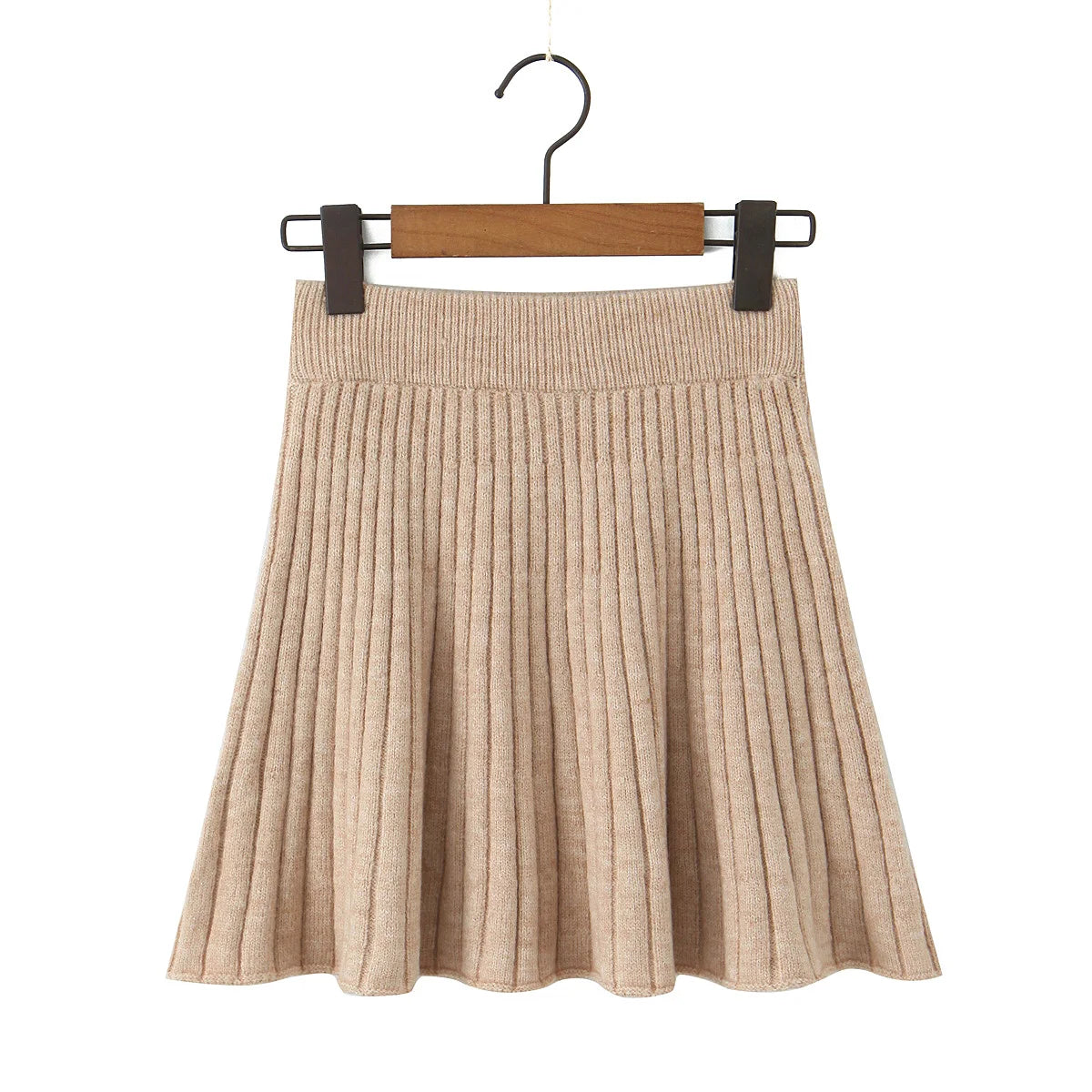 ZJOAN SHOWCN O-Neck Cardigan Set - Knopfverschluss Kurzrock Elastischer Bund Grau Khaki Größe Regular Extra-Heavy