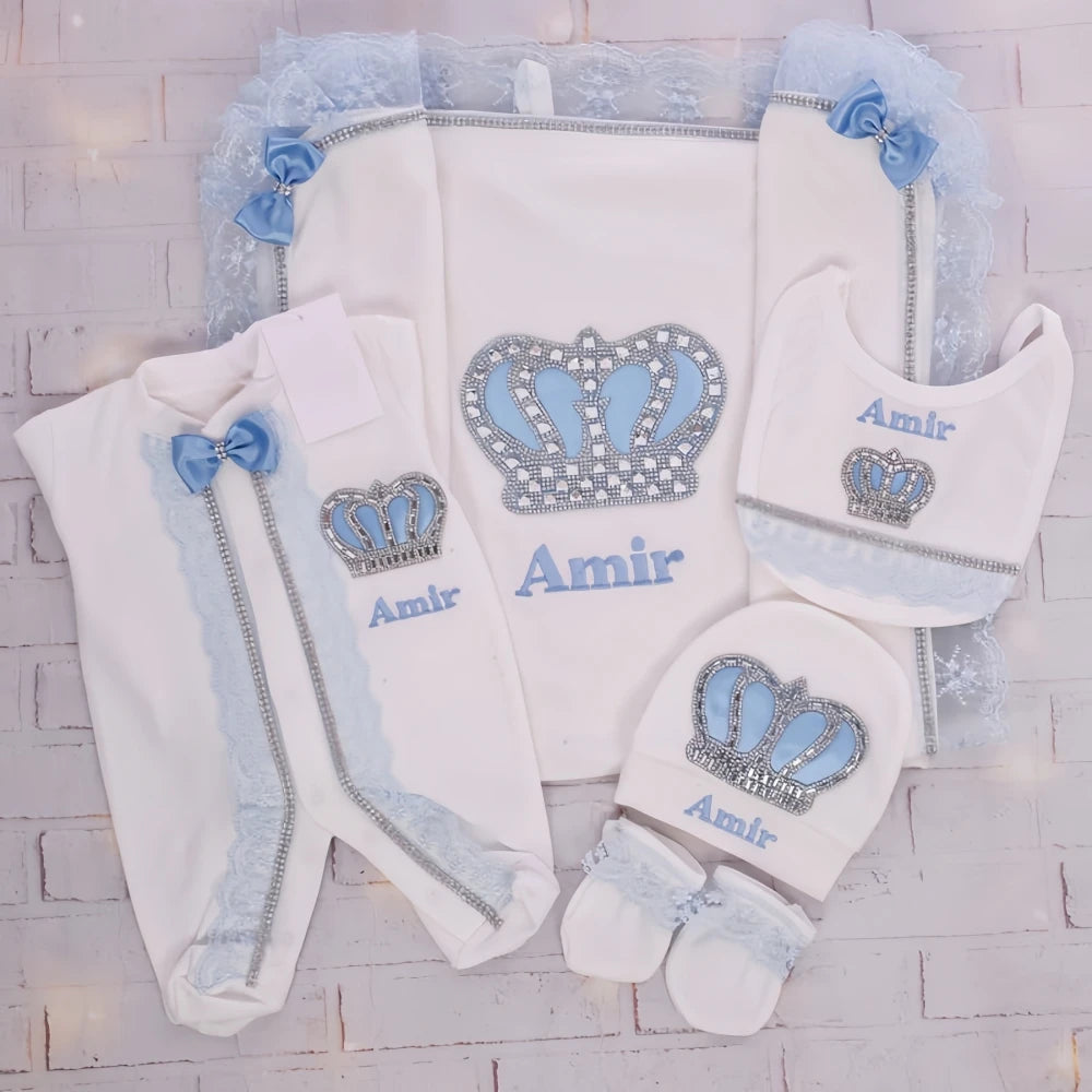 Baby-Outfit-Set 2025: 5-teiliges Spitzen-Baumwoll-Set für Neugeborene - Säuglingspflege-Kollektion
