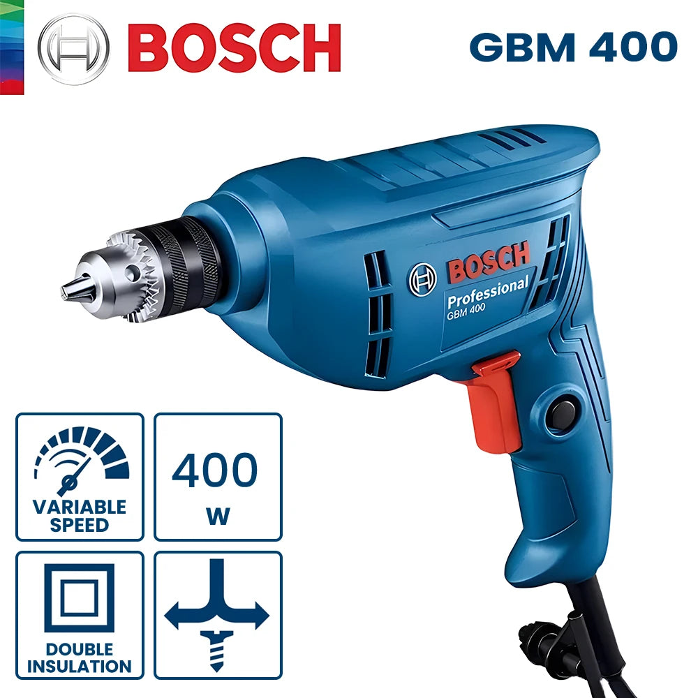 Bosch Electric Drill Screwdriver Gbm 400/6RE/10RE Rotary Drill 220V Adjustable Speed Strong Driller Power Tool for Wood Metal