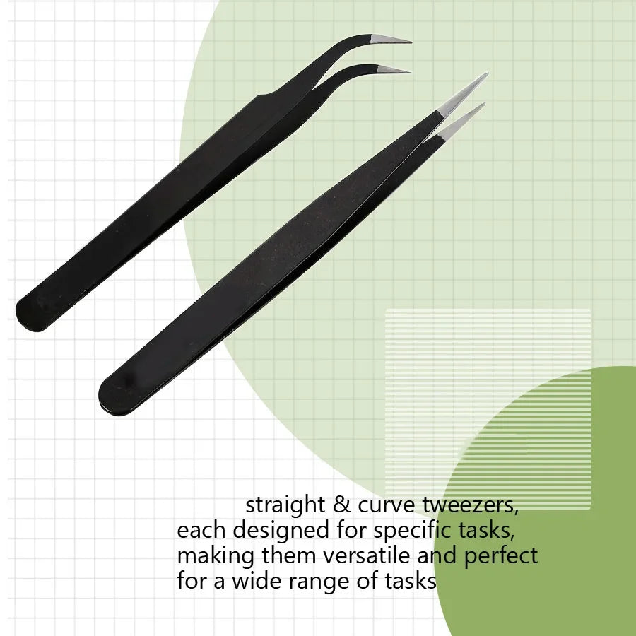 Instrument de manichiură negru antistatic, gel acrilic, arta unghiilor, pietre, paiete, pensete de cules, FIERBINTE