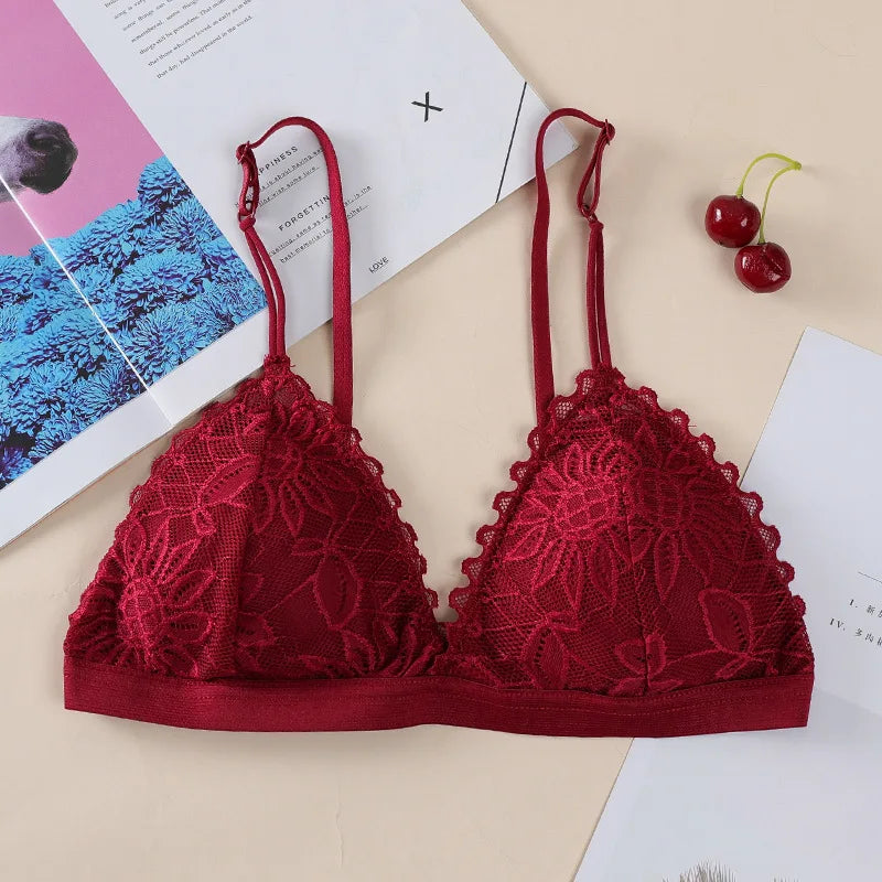 elegant Floral Lace Bra Top For Women Push Up Female Lingerie breathable Bralette Removable Pad Thin Fashion New Wireless Bras