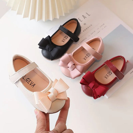 Mädchen Leder Schuhe 2025 - Süße Prinzessin Schleife Einzelschuhe - Frühling Herbst Casual Flats Weiche Sohle