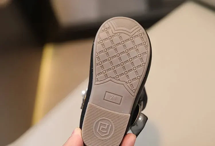 Mädchen Performance Schuhe 2025 - Frühling Herbst Baby Weiche Sohle Flats - Kinder Prinzessin Perlen Mary Janes mit Spitze Süß 7-13J