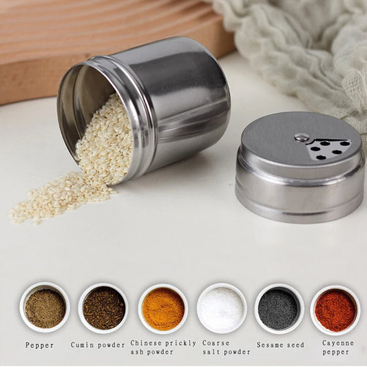 Multi-purpose Stainless Steel Seasoning Jar Toothpick Holder Salt Sugar Bottle Rotating Cover Spice Pepper Shaker Kitchen Gadget