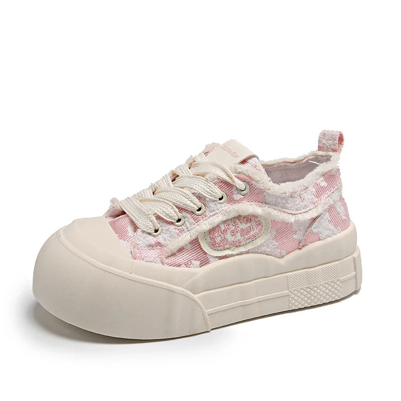 Womens Platform Sneakers White Tennis Shoes Woman Casual Low Top Fashion Chunky Canvas Sneakers 2025 New Spring Summer Trainers