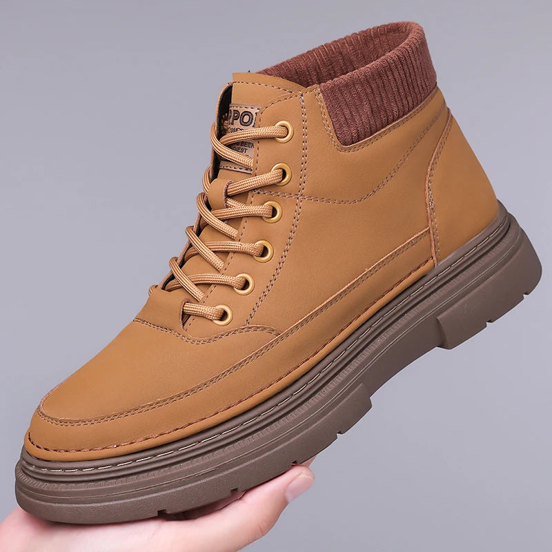 YEISNDOOCN Hochwertige Leder Stiefel - Größe EU 41-46 Schnürung