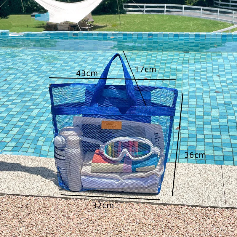 Beach Storage Bag Large Handheld Single Shoulder Swimming Pouch Large Capacity With Inner Network Folding Organizer Package