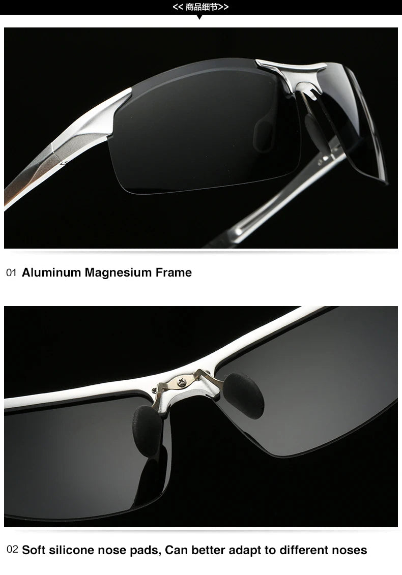 AORON Fahr-Polarisierte Sonnenbrille Herren Aluminium Magnesium Rahmen Sport Sonnenbrille Fahrer Retro Brille UV400 Anti-Blend