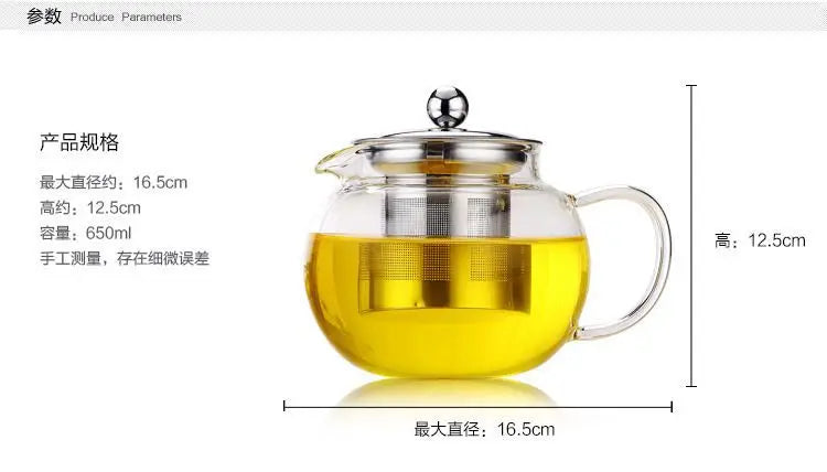 High quality Heat Resistant Glass Tea Pot,Chinese Flower Tea Set Puer Kettle Coffee Teapot Convenient With Infuser Office Home