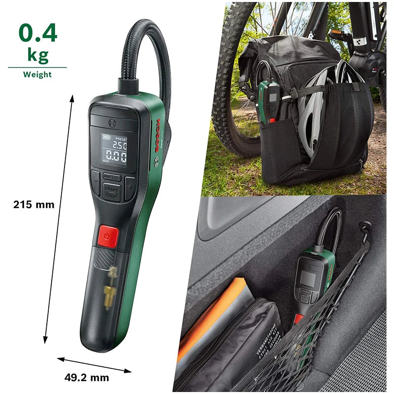 Bosch Electric Air Pump Portable Mini Tire Air Compressor with Led Display for Car Motorcycles Bicycle Swimring Tire Inflator