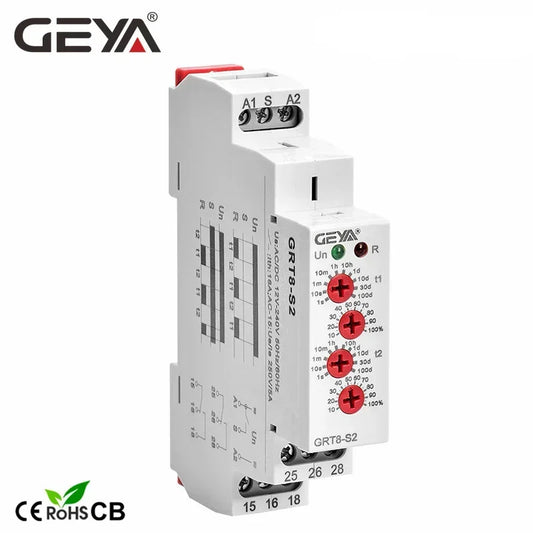 GEYA GRT8-S Asymmetrisches Zeitrelais 16A - SPDT Timer Relay AC/DC 12V-240V