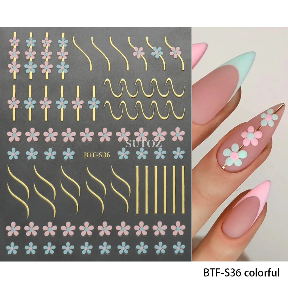 GL5D-K256 5D Sonnenblumen Nagelsticker - Herbstdesign Prägung