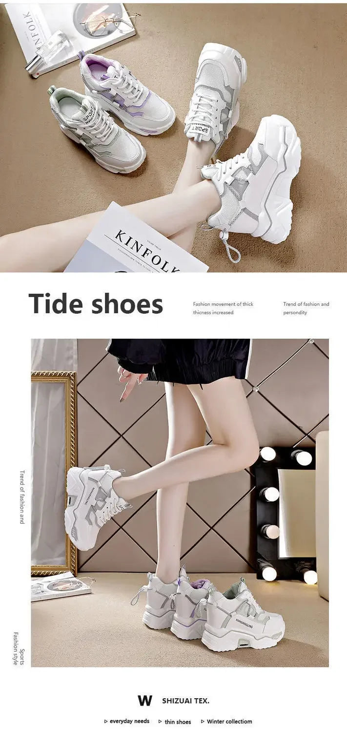 Sneakers Women Sports Shoes Platform Mesh Breathable Vulcanized Shoe Wedge Casual Comfort Woman Summer Zapatos Mujer2024