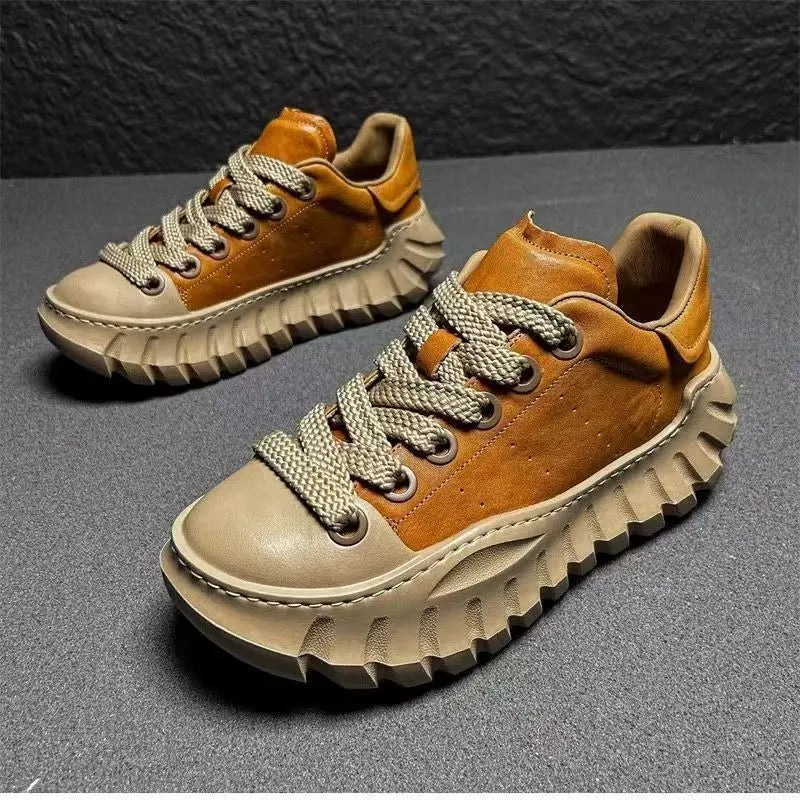 Pantofi sport pentru bărbați, design modern, cu talpă groasă, toc plat, vârf rotund, confortabili, la modă, elastici