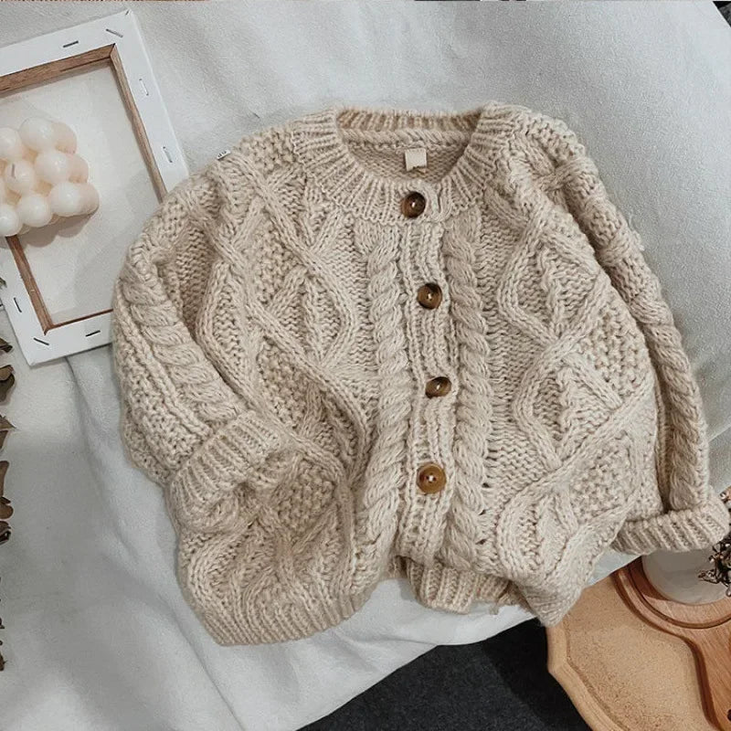 Koreanische Strickjacke Grobe Wolle - Gr.3-6, Cashmere