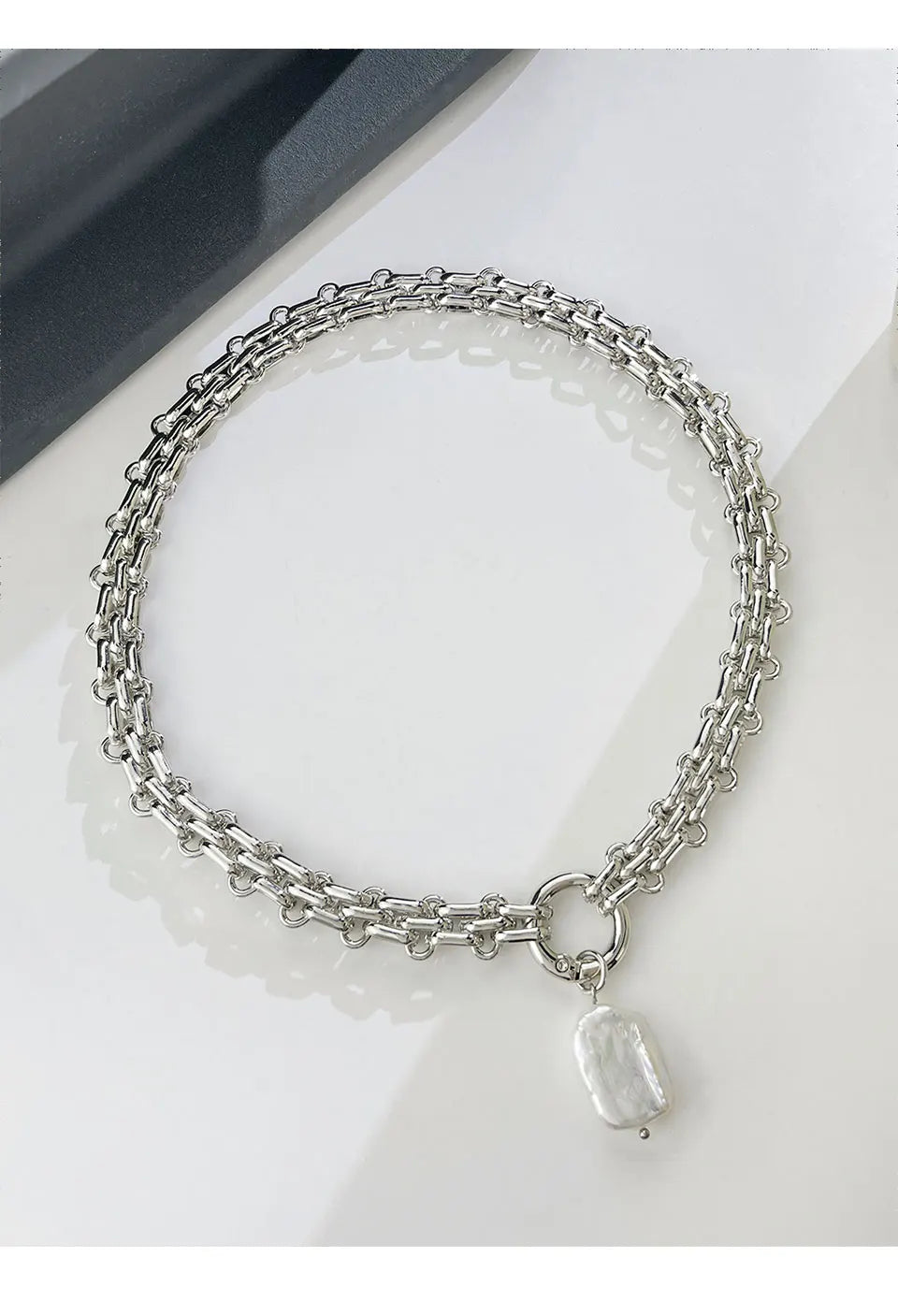 Peri'sBox, colier mare pătrat cu perle naturale de apă dulce, pandantiv, lanț gros, pentru femei, coliere vintage elegante cu perle baroce