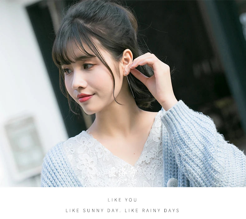 Cercei simpli cu lanț lung MODIAN, din argint 925, model cu picătură de apă, pentru femei, bijuterii fine