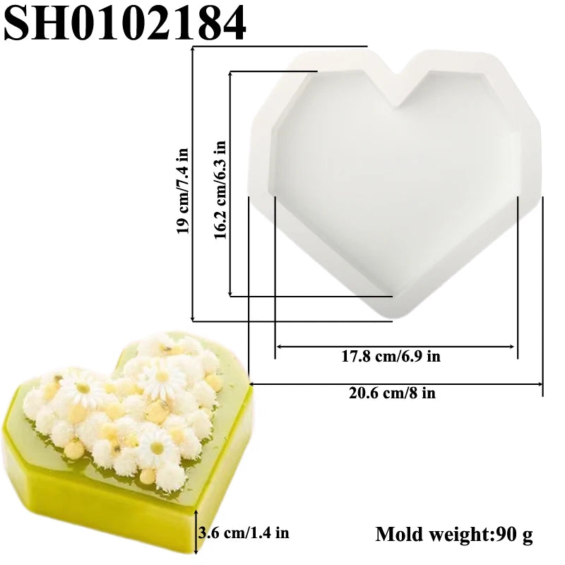 Romantic Heart or Rose Design Silicone Cake Molds Valentine's Day Mousse Cake Mold Kitchen Bakeware Dessert Decorating Tools