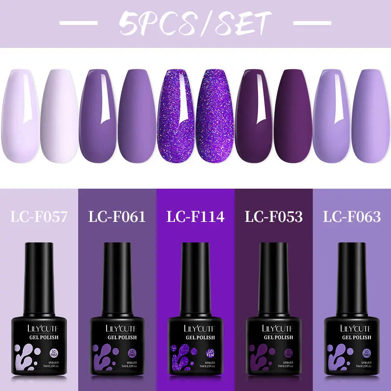 LILYCUTE 5 buc/set 7 ml roșu maro unghii gel DIY unghii artă semipermanentă UV gel ojo de unghii de lungă durată design manichiură kit consumabile