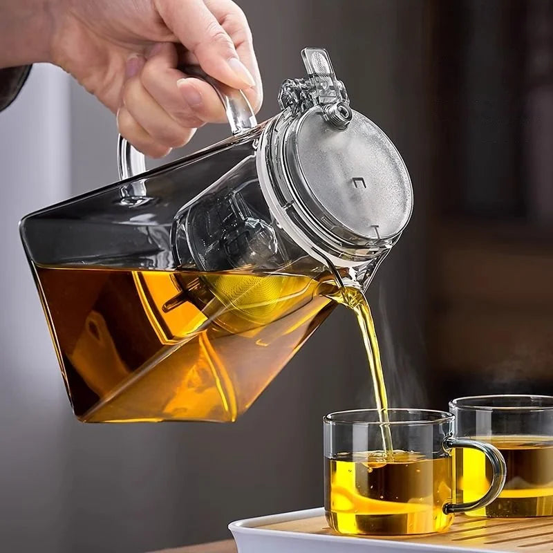GIANXI Glass Teapot And Pot Household Tea Set Teapot Heat-resistant Tea Water Separation Filter Flower Teapot Glass Teapot
