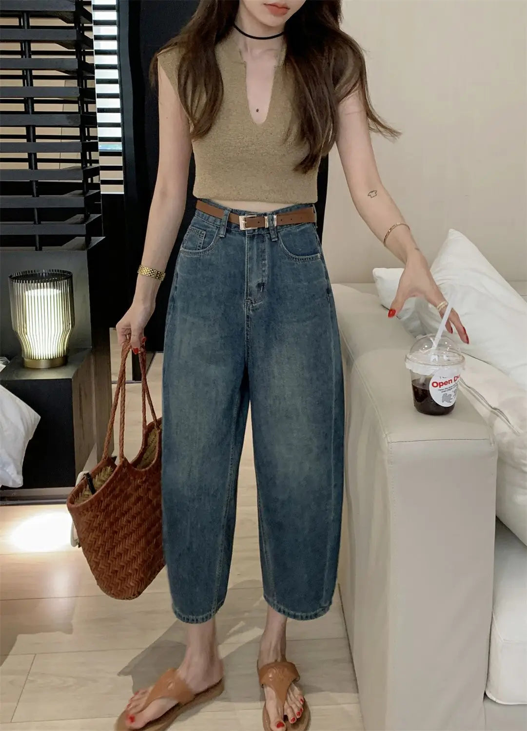 Jeans Women Solid Vintage All-match Spring Ladies Creativity Cool Simple Korean Style Daily Gentle Tender Graceful Age-reducing