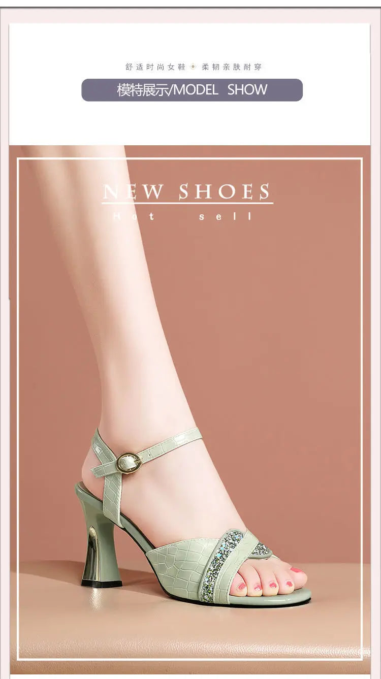 Elegant Sandals Ladies 2023 Shoes for Women Sandals Summer 2023 Peep Toe Dress Bling High Heels Sandals Female Fashion elegant Shoe