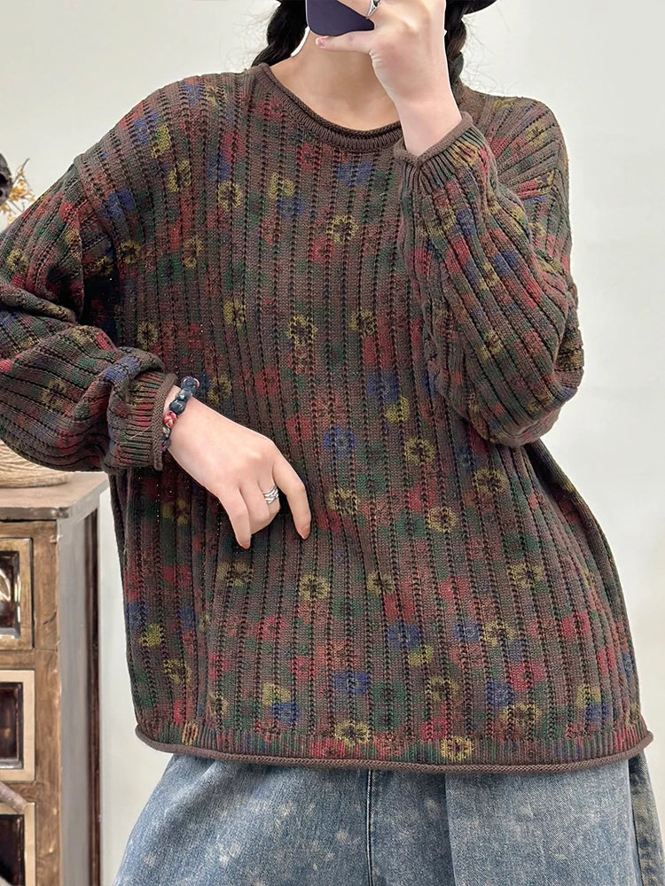 Amax LuluE Pullover Bedruckt Winter OAusschnitt-XL Baumwolle