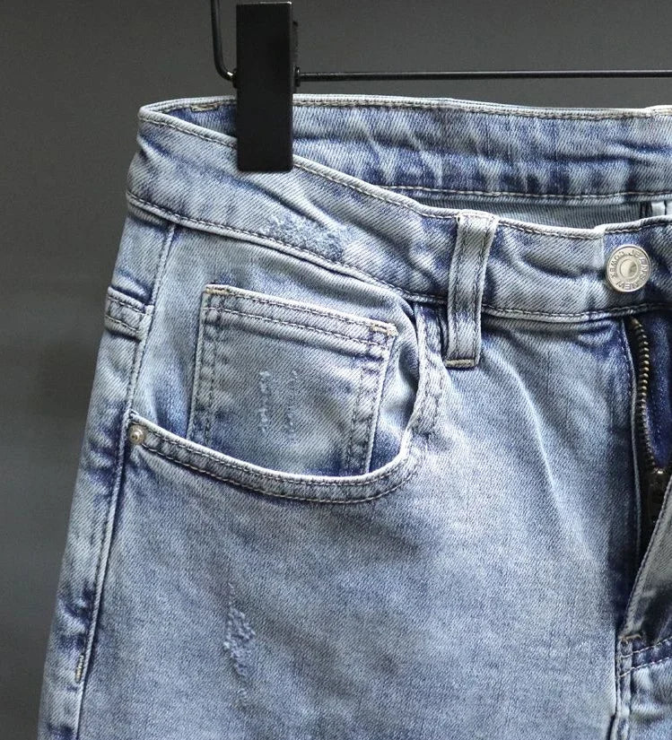 Jeans for Men Trousers Graphic Man Cowboy Pants with Pockets Cropped Korean Fashion Wide Leg Retro 2024 Trend Xs Cotton Regular