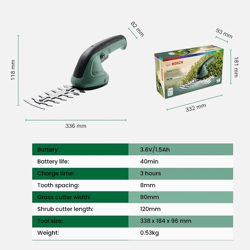 Bosch Elektrisch Hecken Trimmer 2025 - Kabellos Beschneidung Scheren Batterie - Aufladbar Scheren Hecken Schneider Gras Bonsai Strauch Garten Power Werkzeuge