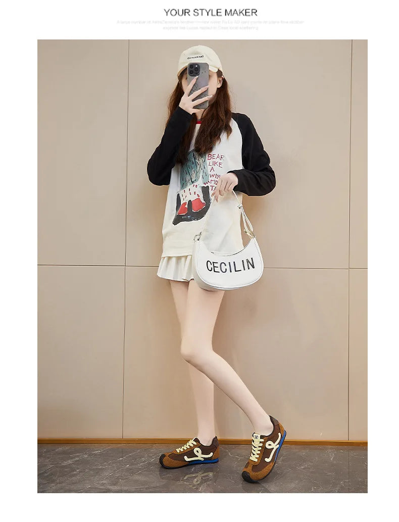 New Fashion Women's Shoes 2025 Spring Autumn Platforms Sneakers Comfortable Flat Shoes Lace-up Non Slip Casual Vulcanized Shoes