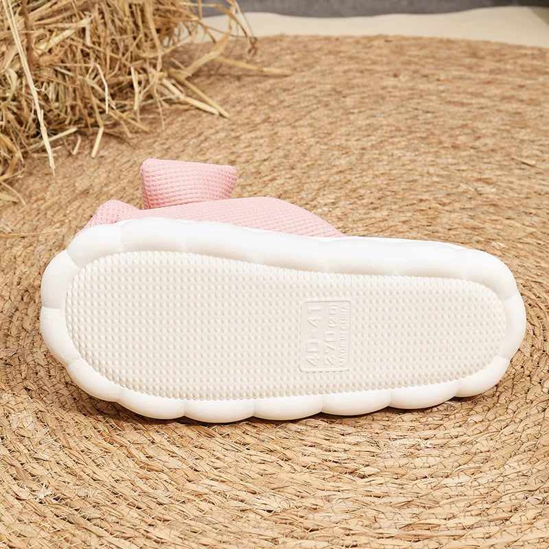 Leinen Casual Platform Hausschuhe 2025 - Frauen Haus Schleife Designer Schuhe - Damen Flats Elegant Heim Mode Lieblich Große Größe